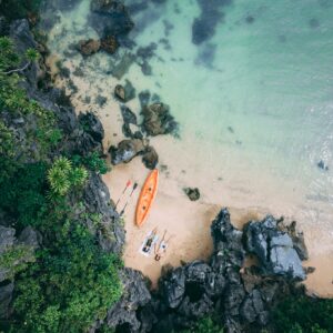 Aerial View of People on Beach