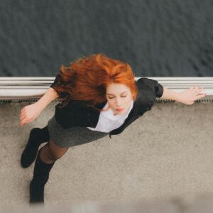 Top View of Posing Redhead Woman