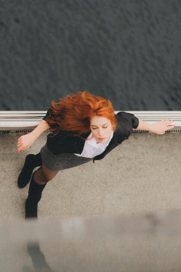 Top View of Posing Redhead Woman